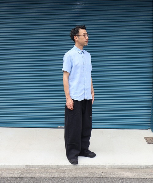 many men many mind(メニーメンメニーマインド)の「many men many mind /C/L REGULAR S/S SHIRTS /綿麻パナマレギュラーカラー半袖シャツ(シャツ/ブラウス・メンズ・ベージュ/ネイビー/ブルー/ピンク・LARGE/X-LARGE/MEDIUM)」の19枚目の写真