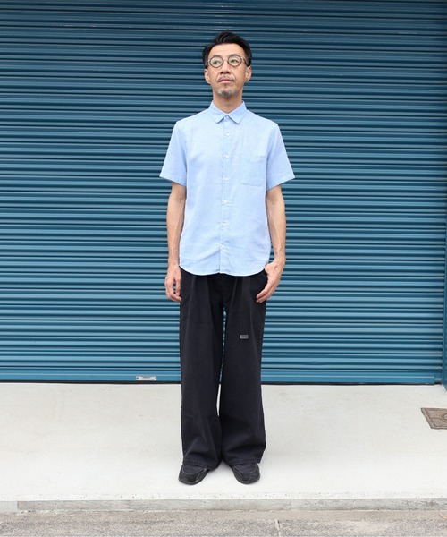 many men many mind(メニーメンメニーマインド)の「many men many mind /C/L REGULAR S/S SHIRTS /綿麻パナマレギュラーカラー半袖シャツ(シャツ/ブラウス・メンズ・ベージュ/ネイビー/ブルー/ピンク・LARGE/X-LARGE/MEDIUM)」の18枚目の写真