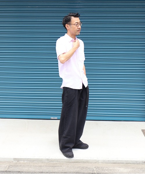 many men many mind(メニーメンメニーマインド)の「many men many mind /C/L REGULAR S/S SHIRTS /綿麻パナマレギュラーカラー半袖シャツ(シャツ/ブラウス・メンズ・ベージュ/ネイビー/ブルー/ピンク・LARGE/X-LARGE/MEDIUM)」の22枚目の写真