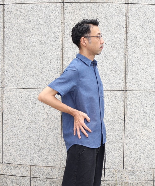 many men many mind(メニーメンメニーマインド)の「many men many mind /C/L REGULAR S/S SHIRTS /綿麻パナマレギュラーカラー半袖シャツ(シャツ/ブラウス・メンズ・ベージュ/ネイビー/ブルー/ピンク・LARGE/X-LARGE/MEDIUM)」の17枚目の写真