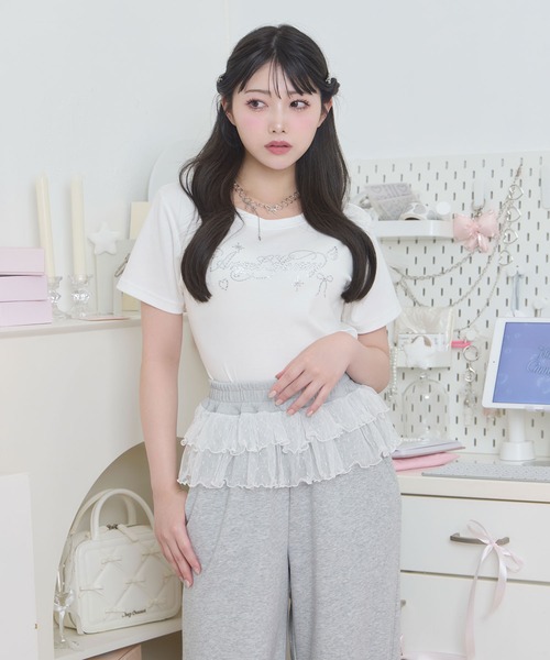 Honey Cinnamon(ハニーシナモン)の「チュールフリルスウェットパンツ(スウェットパンツ・レディース・ブラック/グレー・FREE)」の8枚目の写真