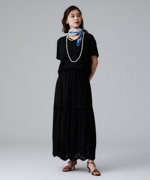 UNTITLED（アンタイトル）の「【接触冷感/洗える】Vネックコットンプルオーバー（Tシャツ/カットソー・レディース・ブラック/オフホワイト/チャコールグレー/ブルー系その他・00/02/04/44/48/50）」の20枚目の写真