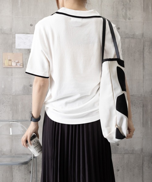 Miniministore(ミニミニストア)の「半袖 ポロシャツ レディース ニット夏服(Tシャツ/カットソー・レディース・ブラック/ホワイト・FREE)」の5枚目の写真