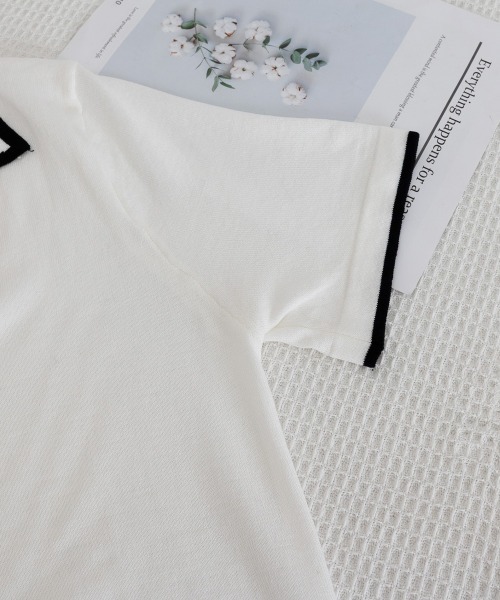 Miniministore(ミニミニストア)の「半袖 ポロシャツ レディース ニット夏服(Tシャツ/カットソー・レディース・ブラック/ホワイト・FREE)」の10枚目の写真