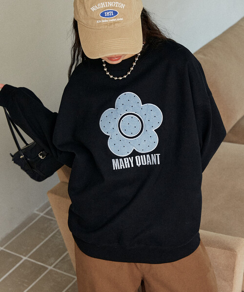 PUBLUX（パブリュクス）の「MARY QUANT × PUBLUX/マリークワント ドット デイジー ロゴ スウェット　限定展開（スウェット・レディース・ブラック/グレー/チャコールグレー/ネイビー・ﾌﾘ-）」の10枚目の写真