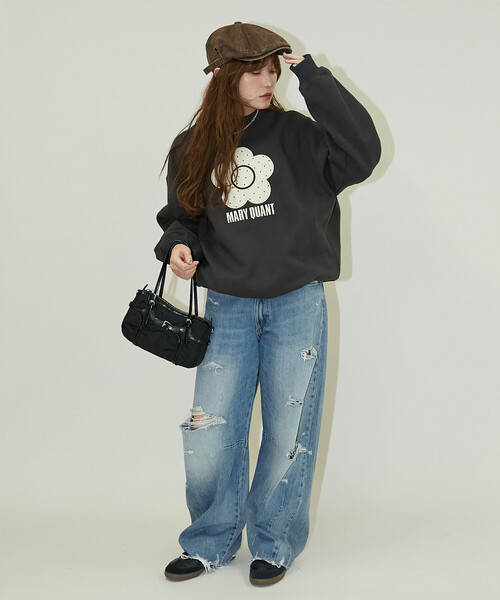 PUBLUX（パブリュクス）の「MARY QUANT × PUBLUX/マリークワント ドット デイジー ロゴ スウェット　限定展開（スウェット・レディース・ブラック/グレー/チャコールグレー/ネイビー・ﾌﾘ-）」の7枚目の写真