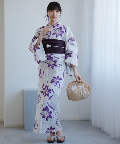 たゆたう着物＊穏やか藤紫色無地＊夏絽すずやか＊東京英はなぶさ謹製ポリ100一ツ紋 レディース たゆたう着物＊穏やか藤紫色無地＊夏絽すずやか＊東京英