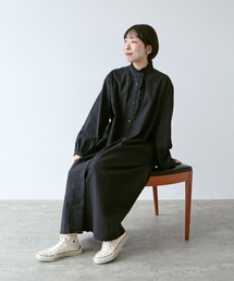 PAR ICI | コットンリネンウール フリルシャツワンピース(シャツワンピース)
