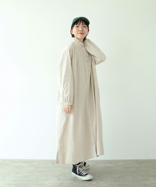 PAR ICI（パーリッシィ）の「コットンリネンウール フリルシャツワンピース（シャツワンピース・レディース・ホワイト系その他/ブラック系その他・FREE）」の20枚目の写真