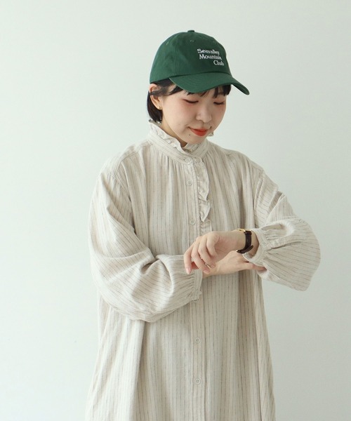 PAR ICI（パーリッシィ）の「コットンリネンウール フリルシャツワンピース（シャツワンピース・レディース・ホワイト系その他/ブラック系その他・FREE）」の3枚目の写真