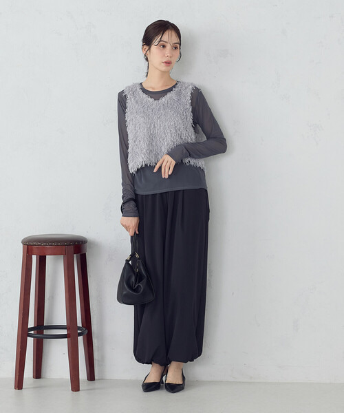 COMME CA ISM(コムサイズム)の「パラシュート パンツ(その他パンツ・レディース・ベージュ/ブラック・MEDIUM/LARGE)」の5枚目の写真