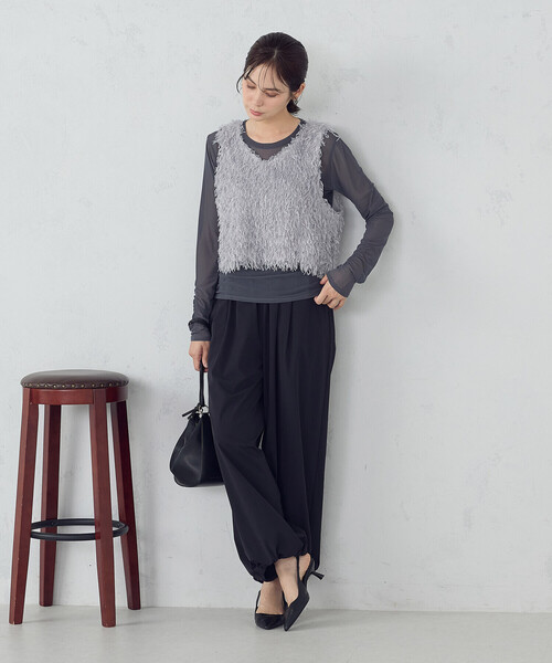 COMME CA ISM(コムサイズム)の「パラシュート パンツ(その他パンツ・レディース・ベージュ/ブラック・MEDIUM/LARGE)」の6枚目の写真