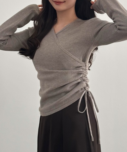 CENEA(セネア)の「カシュクール風ニットトップス(ニット/セーター・レディース・チャコール/ブラック/グレー・MEDIUM/LARGE)」の1枚目の写真