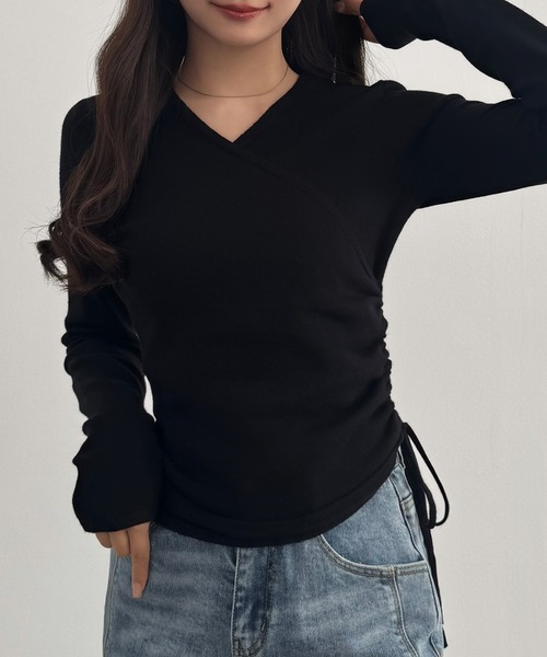 kotohayokozawa ブラック ニットトップス kotohayokozawa(コトハヨコザワ)の通販 - Seltie セルティ