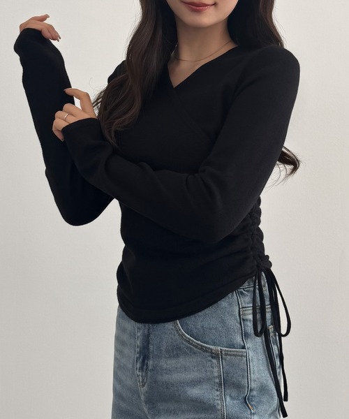 CENEA(セネア)の「カシュクール風ニットトップス(ニット/セーター・レディース・チャコール/ブラック/グレー・MEDIUM/LARGE)」の11枚目の写真