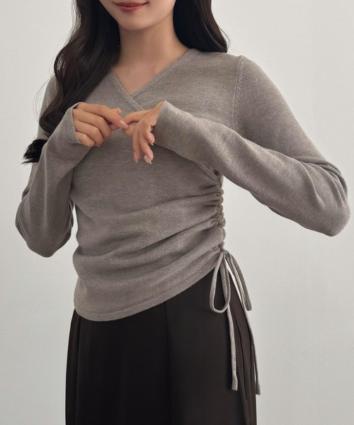 CENEA(セネア)の「カシュクール風ニットトップス(ニット/セーター・レディース・チャコール/ブラック/グレー・MEDIUM/LARGE)」の7枚目の写真