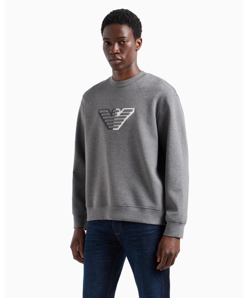 EMPORIO ARMANI（エンポリオアルマーニ）の「【エンポリオ アルマーニ】スウェットシャツ ダブルジャージー シェブロンベース＆エンボスオーバーサイズイーグル（スウェット・メンズ・ブラック/グレー・SMALL/MEDIUM/LARGE/X-LARGE/X-SMALL）」の2枚目の写真