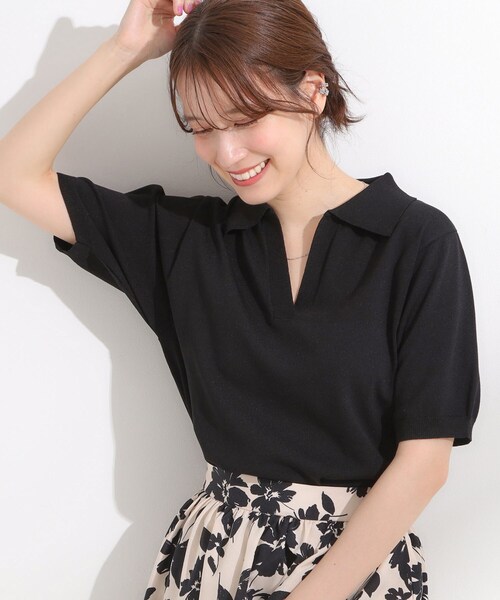 DRESKIP(ドレスキップ)の「【S-LL/洗える】大人の抜け感 スキッパーニット(ニット/セーター・レディース・ブラック/アイボリー/ブルー系その他・03/04/01/02)」の3枚目の写真