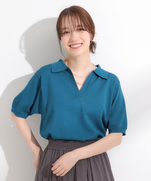 DRESKIP(ドレスキップ)の「【S-LL/洗える】大人の抜け感 スキッパーニット(ニット/セーター・レディース・ブラック/アイボリー/ブルー系その他・03/04/01/02)」の10枚目の写真