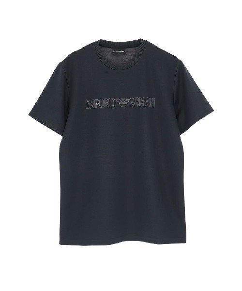 EMPORIOARMANI イタリア製 シルク混 オールインワン グレー 42 セール】EMPORIO ARMANI JACQUARD LOGO CREW NECK T-SHIRT 半袖Tシャツ