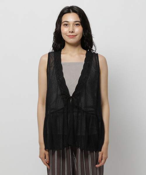 niko and...（ニコアンド）の「モケメッシュバテンレースベスト（ベスト・レディース・ブラウン/オフホワイト/ブラック・FREE）」の13枚目の写真