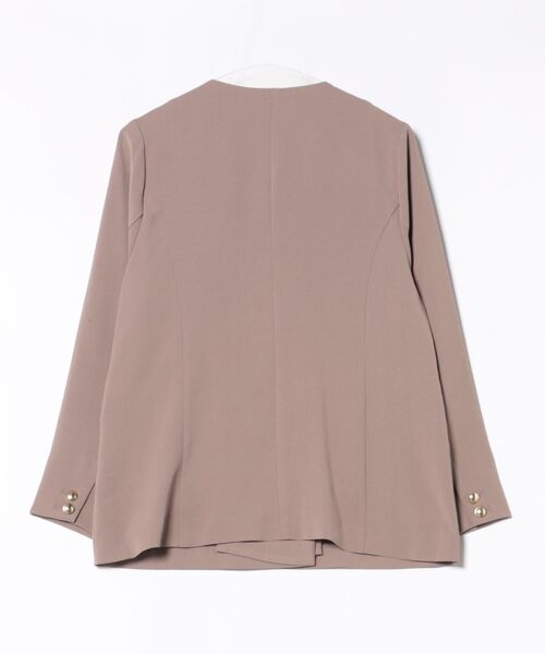 Jines(ジネス)の「ハイストレッチカルゼ ワッシャーノーカラージャケット【セットアップ可】(ノーカラージャケット・レディース・ブラウン/グレー・38)」の6枚目の写真
