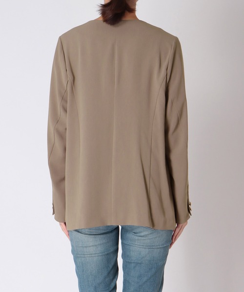 ハイストレッチカルゼ ワッシャーノーカラージャケット【セットアップ