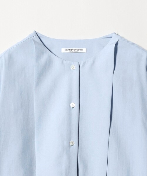 BEAUTY&YOUTH セルロース　ビブヨークブラウス　ホワイト セルロース ビブヨークブラウス
