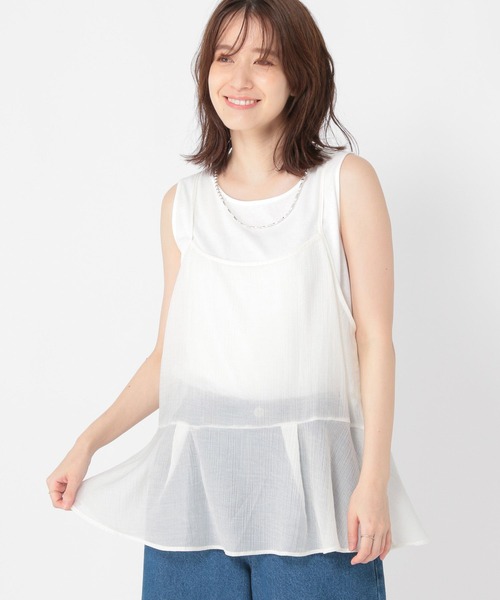 studio CLIP（スタディオクリップ）の「シアーレイヤードキャミソール（キャミソール・レディース・オフホワイト/アイボリー/ブラック/ブラウン・FREE）」の2枚目の写真