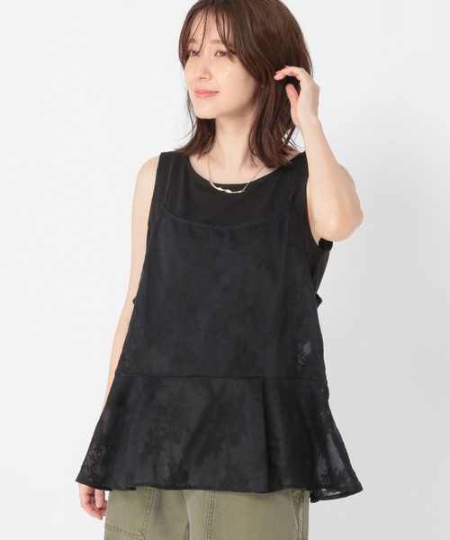 studio CLIP（スタディオクリップ）の「シアーレイヤードキャミソール（キャミソール・レディース・オフホワイト/アイボリー/ブラック/ブラウン・FREE）」の3枚目の写真