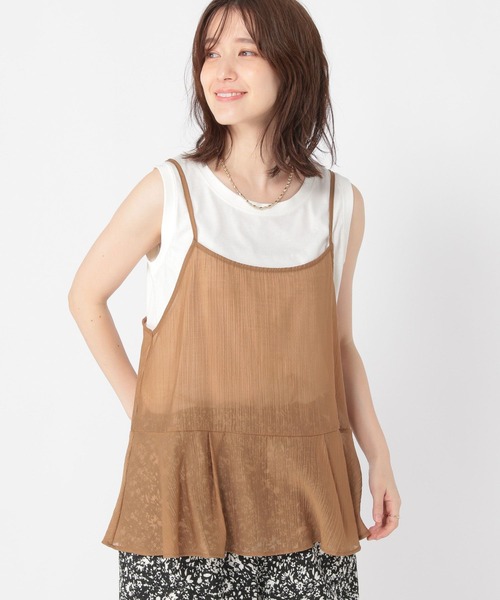 studio CLIP（スタディオクリップ）の「シアーレイヤードキャミソール（キャミソール・レディース・オフホワイト/アイボリー/ブラック/ブラウン・FREE）」の6枚目の写真