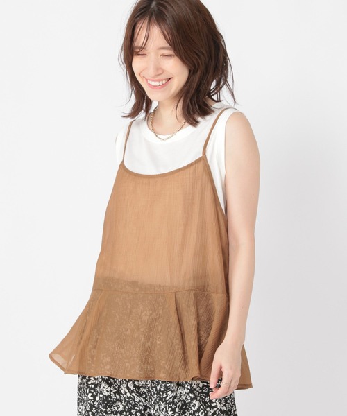 studio CLIP（スタディオクリップ）の「シアーレイヤードキャミソール（キャミソール・レディース・オフホワイト/アイボリー/ブラック/ブラウン・FREE）」の9枚目の写真