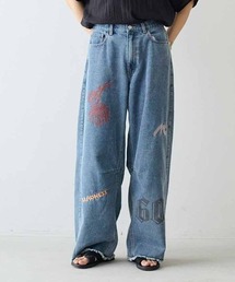 MEDE19F | ＭＥＤＥ１９Ｆ　刺しゅうとプリントをほどこしたバレルデニム(デニムパンツ)