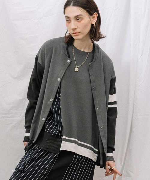 MARECHAL TERRE（マルシャルテル）の「ニットブルゾン（ニット/セーター・レディース・ブルー/グレー/ネイビー/ブラウン・M）」の2枚目の写真