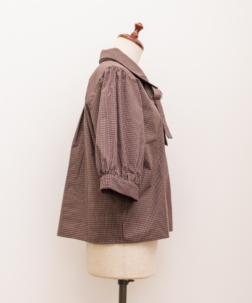 CLETTE(クレット)の「CLETTEオリジナルリボンタイチェック柄半袖ブラウス(シャツ/ブラウス・レディース・レッド/グリーン・4L/3L/LL)」の13枚目の写真