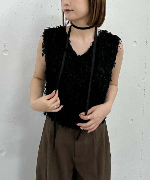 archives(アルシーヴ)の「カットフェザーベスト(ベスト・レディース・アイボリー/ブラック/モカ・MEDIUM)」の12枚目の写真