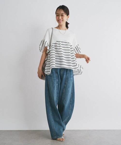 un dix cors(アンディコール)の「《一枚でサマになる》ニットドッキングドビーボーダー(ニット/セーター・レディース・ブラック/ホワイト/ベージュ・FREE)」の11枚目の写真