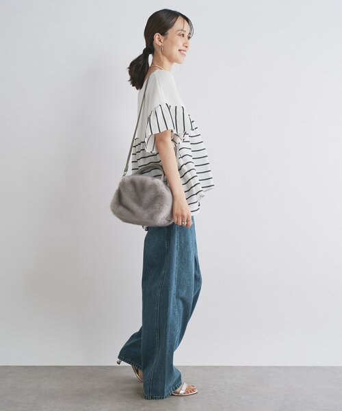 un dix cors(アンディコール)の「《一枚でサマになる》ニットドッキングドビーボーダー(ニット/セーター・レディース・ブラック/ホワイト/ベージュ・FREE)」の12枚目の写真