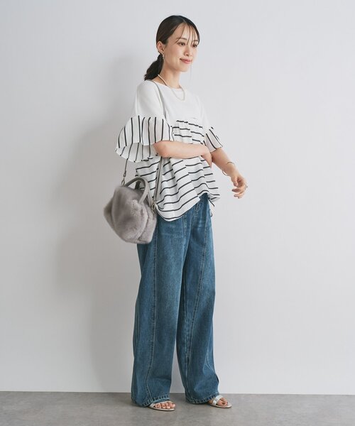 un dix cors(アンディコール)の「《一枚でサマになる》ニットドッキングドビーボーダー(ニット/セーター・レディース・ブラック/ホワイト/ベージュ・FREE)」の14枚目の写真