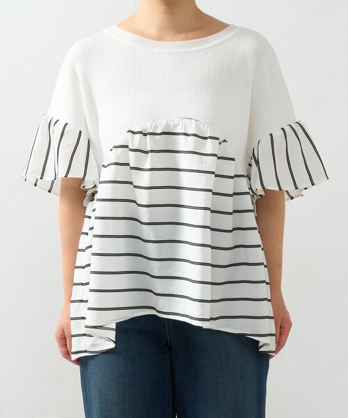 un dix cors(アンディコール)の「《一枚でサマになる》ニットドッキングドビーボーダー(ニット/セーター・レディース・ブラック/ホワイト/ベージュ・FREE)」の15枚目の写真