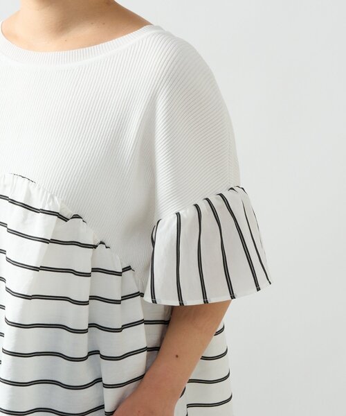 un dix cors(アンディコール)の「《一枚でサマになる》ニットドッキングドビーボーダー(ニット/セーター・レディース・ブラック/ホワイト/ベージュ・FREE)」の19枚目の写真