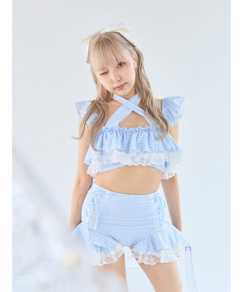 lilLilly（リルリリー）の「【airi×Starry】トゥインクルバニースイムウェア/水着（ベルト・レディース・アイボリー/ピンク/ブルー・SMALL/MEDIUM）」の3枚目の写真