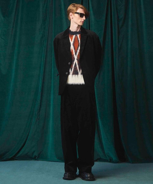 MAISON SPECIAL(メゾンスペシャル)の「《UNISEX》7G Shaggy Jacquard Diamond Pattern Argyle Prime-Over Crew Neck Knit Pullover/7Gシャギージャガードダイヤパターンアーガイルプライムオーバークルーネックニットプルオーバー【MAISON SPECIAL/メゾンスペシャル】(ニット/セーター・メンズ・オレンジ/グレー・0/1/2)」の13枚目の写真