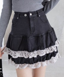 clear | デニムティアードミニスカート［Y2K カジュアル ガーリー］≪AW新作≫(デニムスカート)