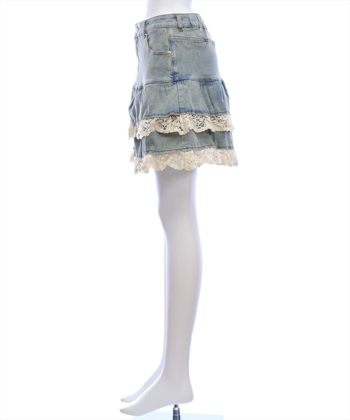 clear（クリア）の「デニムティアードミニスカート［Y2K カジュアル ガーリー］≪AW新作≫（デニムスカート・レディース・ブルー/ブラック・F）」の7枚目の写真