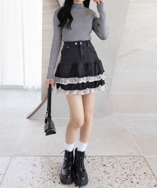 セール】デニムティアードミニスカート［Y2K カジュアル ガーリー