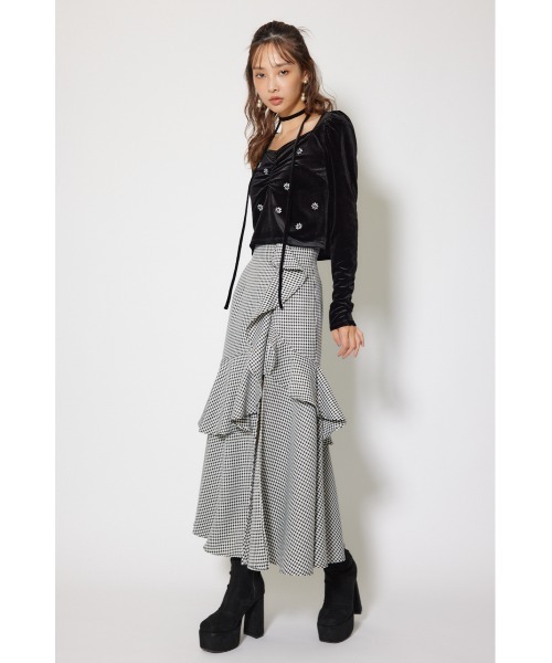 rienda（リエンダ）の「チョーカーセットフラワービジューベロアトップス 秋服 冬服（Tシャツ/カットソー・レディース・ブラック/ライトピンク/グレー・FREE）」の13枚目の写真