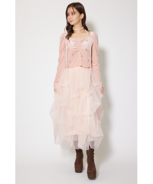 rienda（リエンダ）の「チョーカーセットフラワービジューベロアトップス 秋服 冬服（Tシャツ/カットソー・レディース・ブラック/ライトピンク/グレー・FREE）」の18枚目の写真