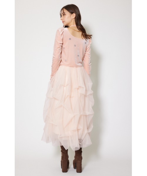 rienda（リエンダ）の「チョーカーセットフラワービジューベロアトップス 秋服 冬服（Tシャツ/カットソー・レディース・ブラック/ライトピンク/グレー・FREE）」の19枚目の写真