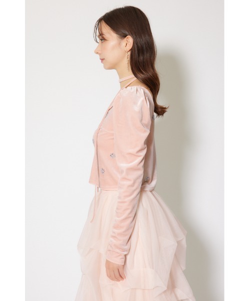 rienda（リエンダ）の「チョーカーセットフラワービジューベロアトップス 秋服 冬服（Tシャツ/カットソー・レディース・ブラック/ライトピンク/グレー・FREE）」の22枚目の写真